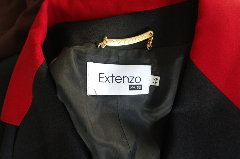 EXTENZO PARIS Black Jacket Blazer, Black Blazer, Black Jacket, Black and Red Jacket, Size 44 image 6