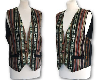 Vintage Waistcoat Vest, Striped Vest