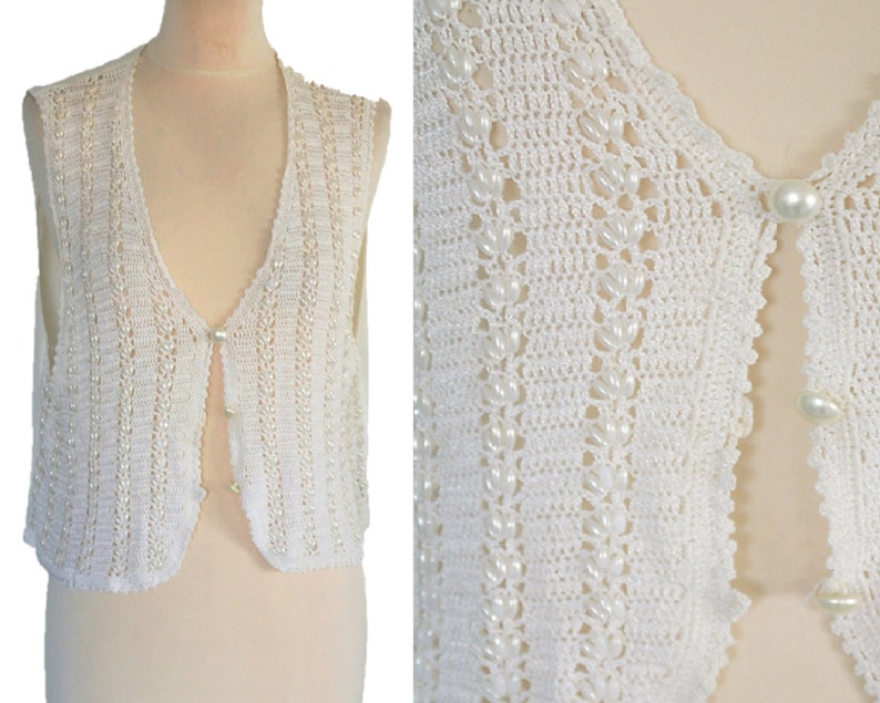 white crochet vest top