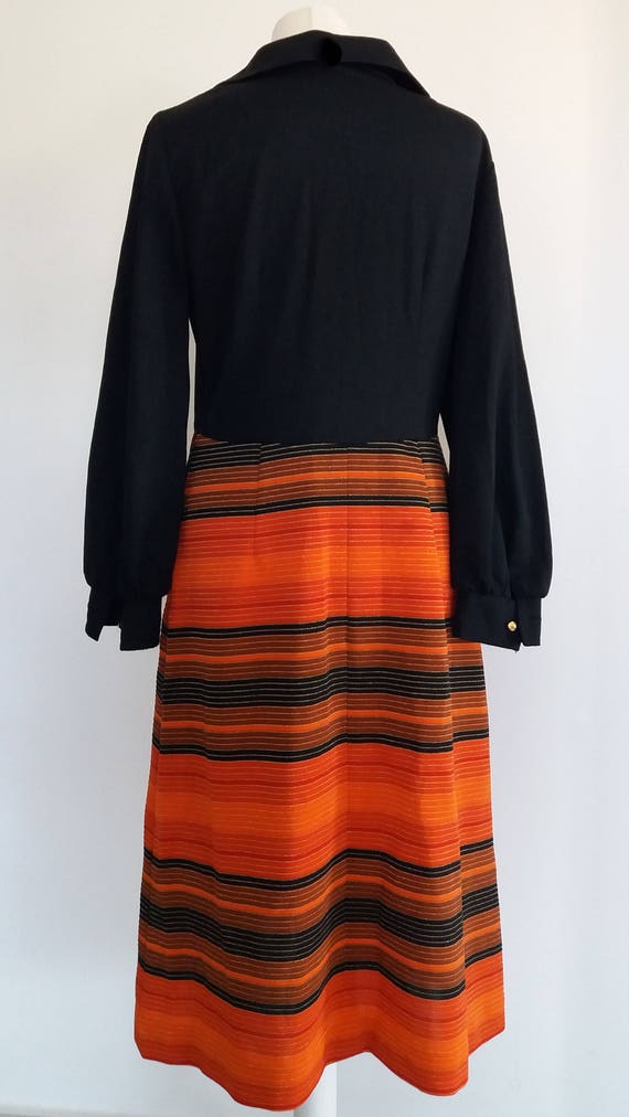 Vintage 70's  Black & Orange Dress - image 6