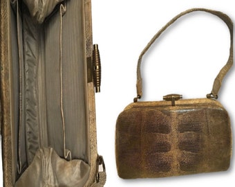Vintage 50's Snakeskin Handbag, Snake Purse - Snake Bag