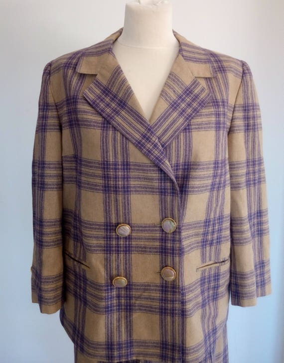 Vintage Woman's Skirt Suit, 80's  Plaid Suit, Ski… - image 4