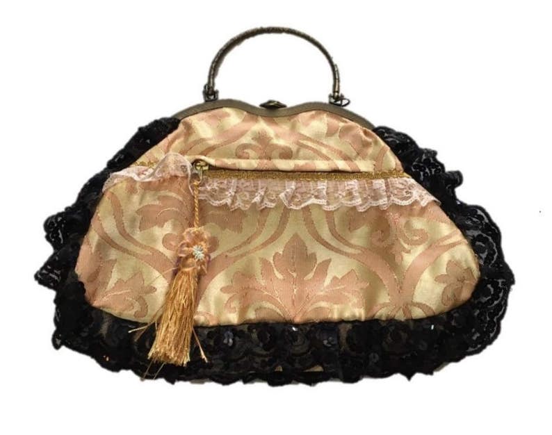 Evening clutch Embroidered & Lace Bags, Shoulder Bag With Handle image 2