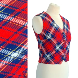 Plaid Vest, Red and Blue Checkered Vest, Red Checkered Vest, Check Vest, Waistcoat, Waist Coat