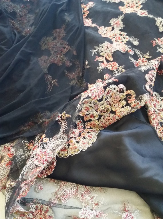 Vintage Black Beaded Embroidered Dress, Bohemian … - image 8