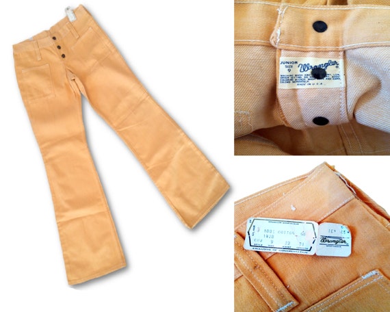 Vintage Womens Juniors Size 9 WRANGLER Pants 100% Cotton, Yellow