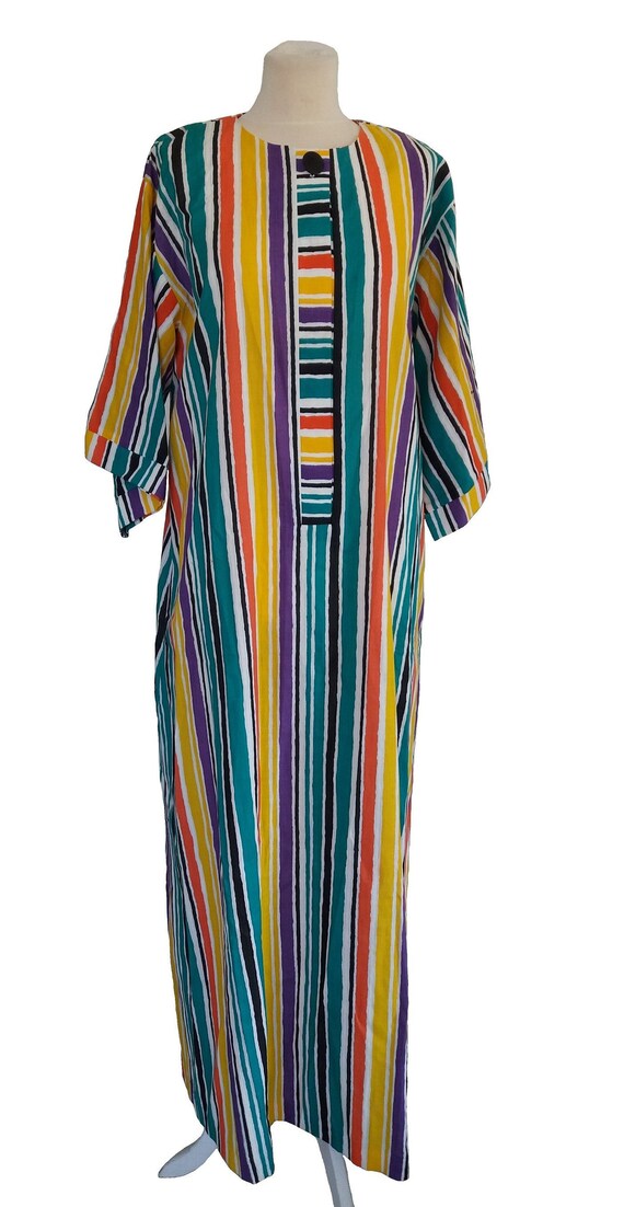 chinese dress ladies Entro A-Line Contrasting Striped Maxi Dress in Black M