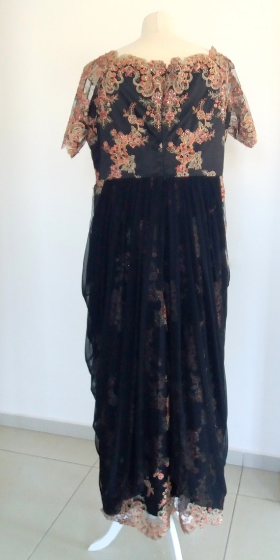 Vintage Black Beaded Embroidered Dress, Bohemian … - image 3