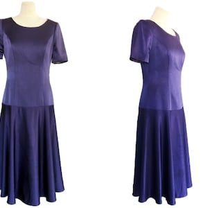 80's  Purple Dress, Evening Dress, Glossy Purple Dress