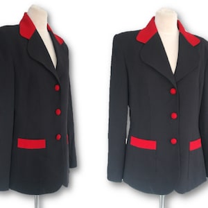 EXTENZO PARIS Black Jacket Blazer, Black Blazer, Black Jacket, Black and Red Jacket, Size 44 image 1