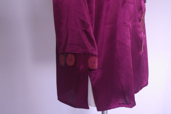 Neon Purple Blous, Chinese Style Purple Satin, As… - image 6