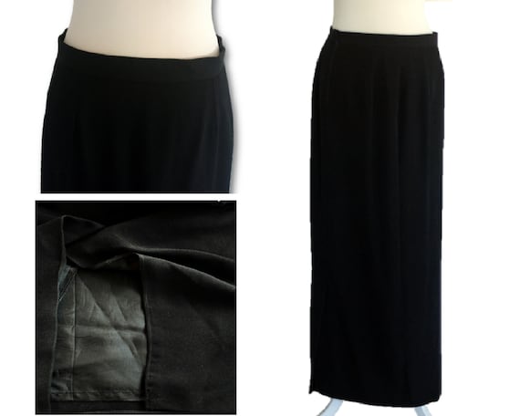 Vintage Handmade Black High Waist Skirt, Elegant B