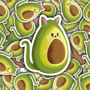 Funny Cat Avocado Sticker, Avocato Decal, Waterproof Vinyl Sticker for Hydroflask || 078