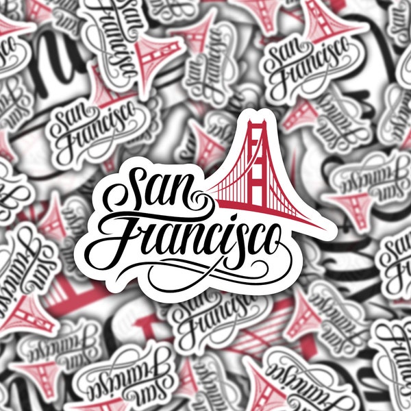 San Francisco Sticker Decal, Golden Gate Bridge Decal, Handlettered, Handlettering, Hand Letter, Waterproof Vinyl Stickers || 072