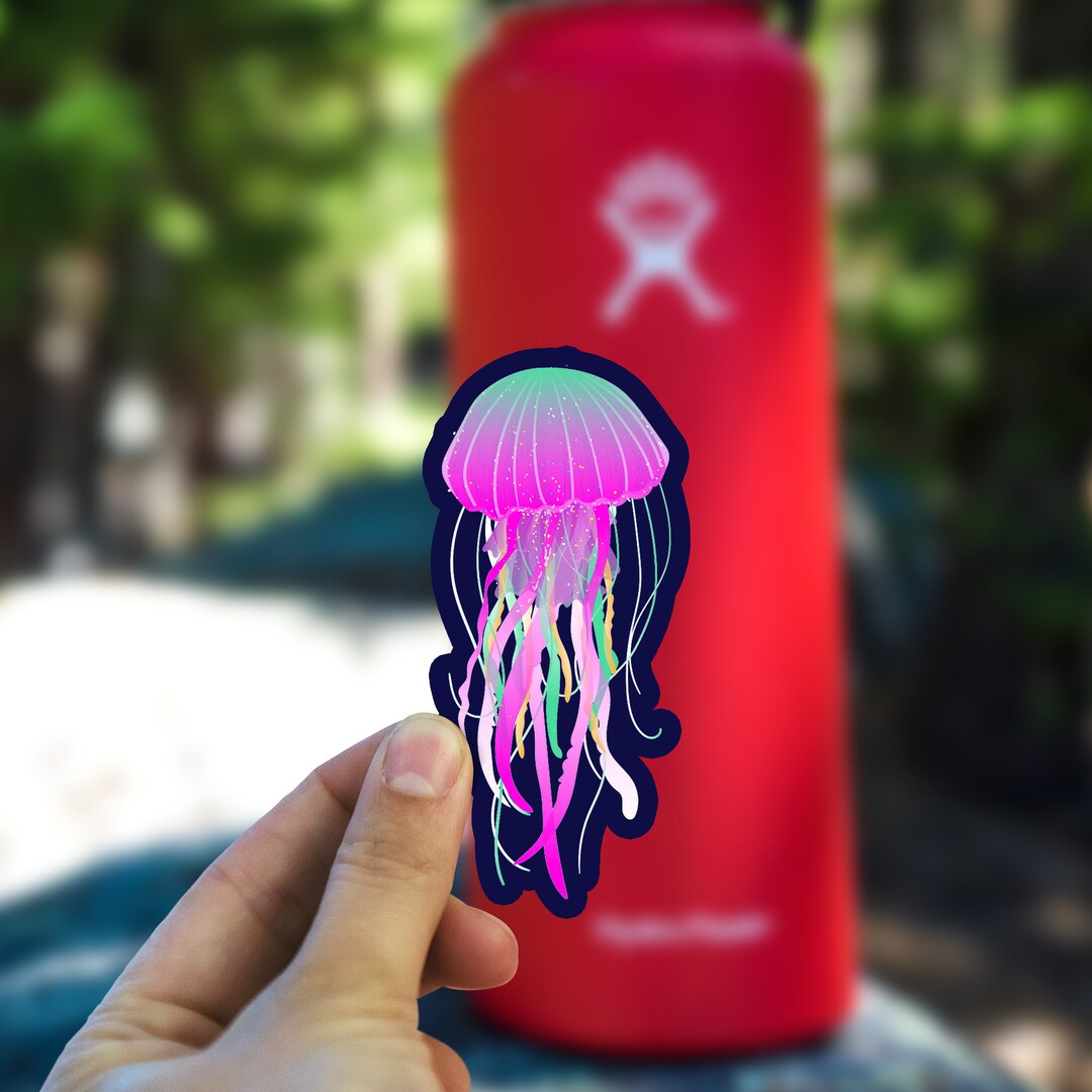 Neon Jellyfish Sticker, Jellyfish Decal, Waterproof Vinyl Sticker for