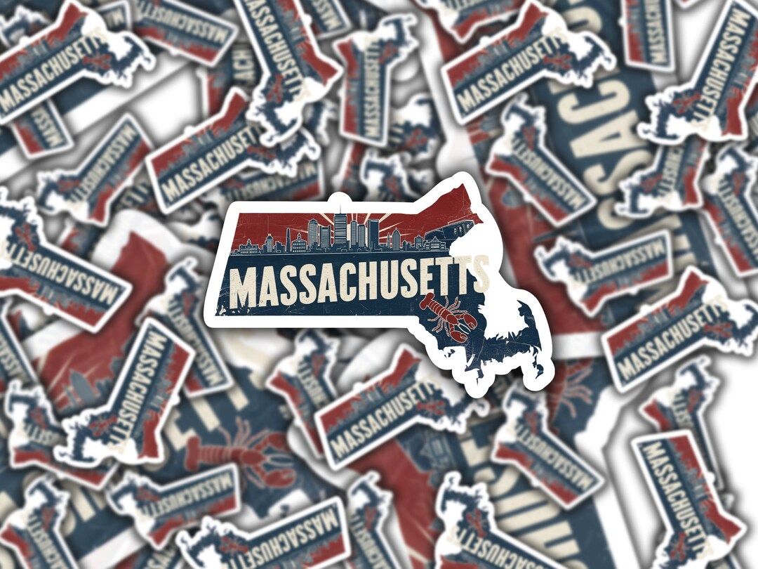 Massachusetts State Retro Travel Souvenir Design Sticker, MA Keepsake ...