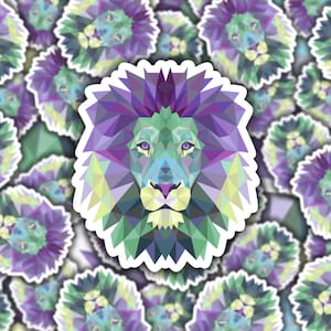Geometric Lion Sticker, Kaleidoscope Lion Head Face Decal, Waterproof Vinyl Sticker for Hydroflask || 110