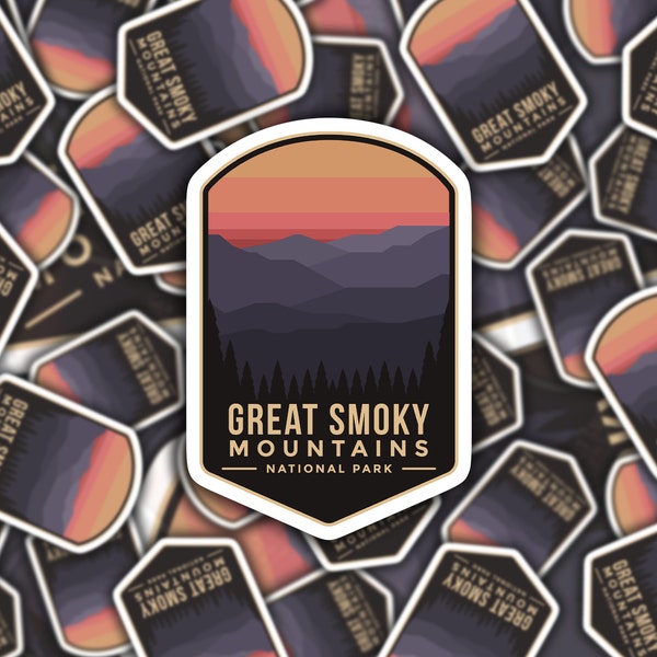 Great Smoky Mountains National Park Badge Sticker, US National Parks Badge Decal, Waterproof Vinyl Sticker for Hydroflask || 347