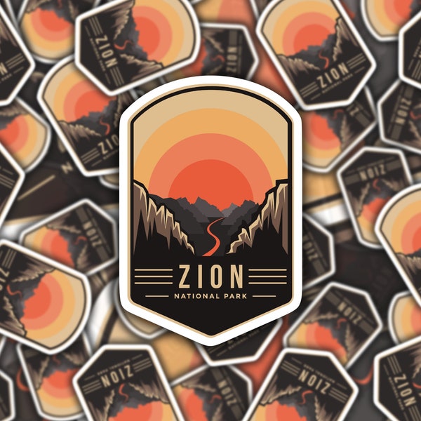 Zion National Park Badge Sticker,  US National Parks Decal, Waterproof Vinyl Sticker for Hydroflask || 223