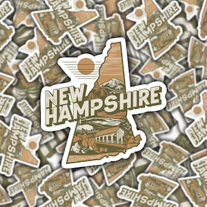 New Hampshire State Retro Travel Souvenir Design Sticker, NH Keepsake, Love New Hampshire, Waterproof Vinyl Sticker for Hydroflask || 842