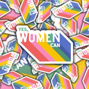 Yes Women Can Sticker, Women&#39;s Equal Rights Decal, Waterproof Vinyl Sticker for Hydroflask || 075