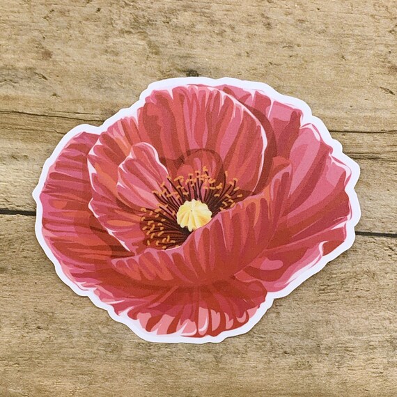 Vinyl Sticker Waterproof Decal Poppies Watercolor