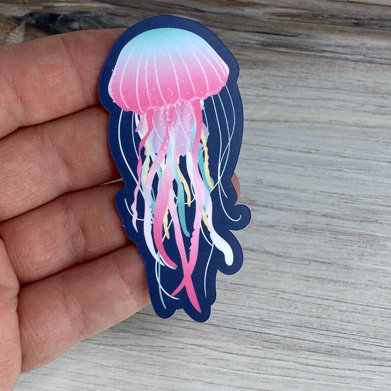 Neon Jellyfish Sticker Jellyfish Decal Waterproof Stickers Etsy