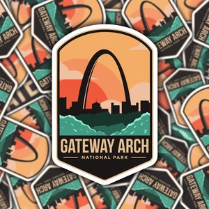 Gateway Arch National Park Badge Sticker,  US National Parks Decal, Waterproof Vinyl Sticker for Hydroflask || 320