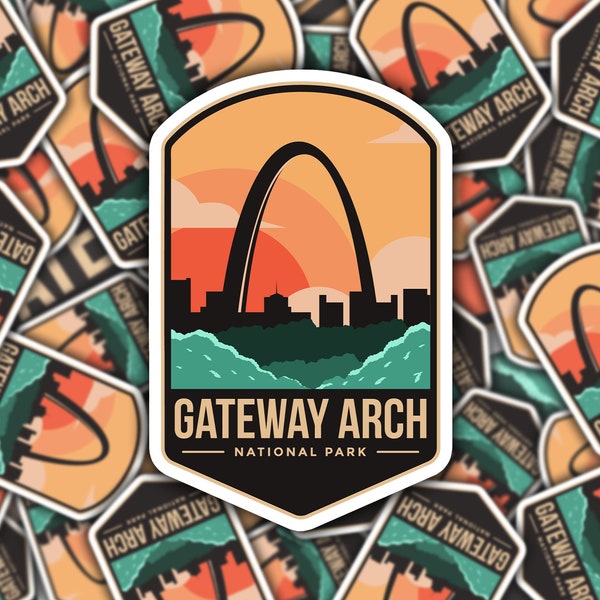 Gateway Arch National Park Badge Sticker,  US National Parks Decal, Waterproof Vinyl Sticker for Hydroflask || 320