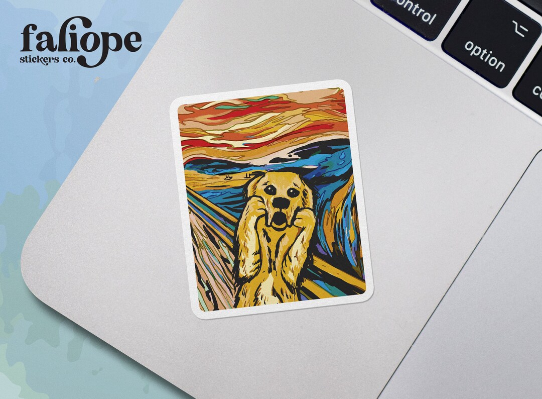The Scream Painting Dog Sticker, Fine Art Sticker, Funny Golden Dog Lover Gift, Edvard Munch