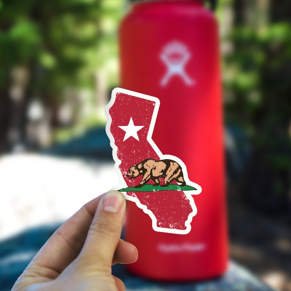 State of California Sticker, California Flag State Shape Decal, Waterproof Vinyl Sticker for Hydroflask || 194