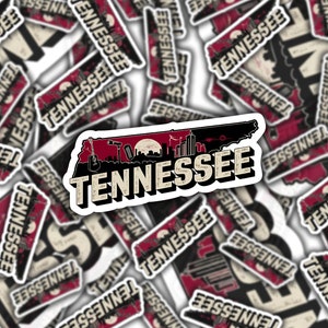 Tennessee State Retro Travel Souvenir Design Sticker, TN Keepsake, Love Tennessee, Waterproof Vinyl Sticker for Hydroflask || 819