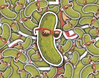 Funny Pickle Sticker, Cool Pickle Sunglasses Decal, Waterproof Vinyl Sticker for Hydroflask || 053