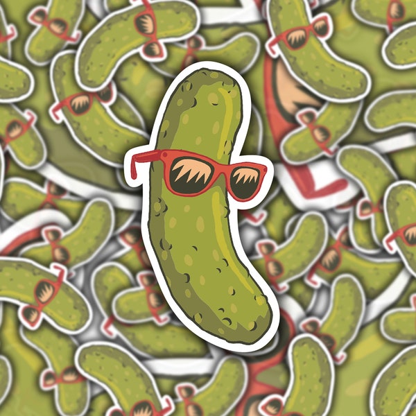 Funny Pickle Sticker, Cool Pickle Sunglasses Decal, Waterproof Vinyl Sticker for Hydroflask || 053