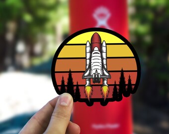 Space Shuttle Sticker, Outer Space Decal, Waterproof Vinyl Sticker for Hydroflask || 123