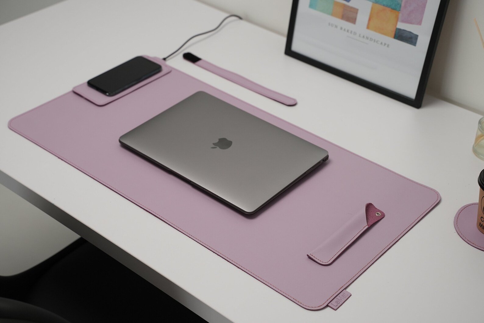 Best Leather Desk Pad Computer Mat Wireless Charger Leather Etsy