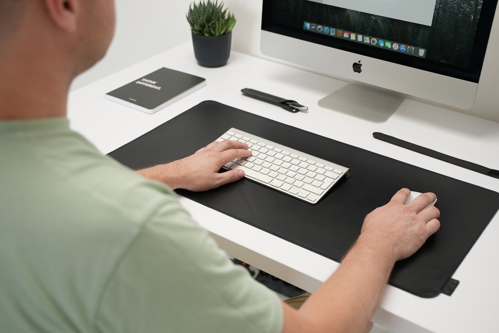 Best Leather Desk Pad Computer Mat Wireless Charger Leather Etsy