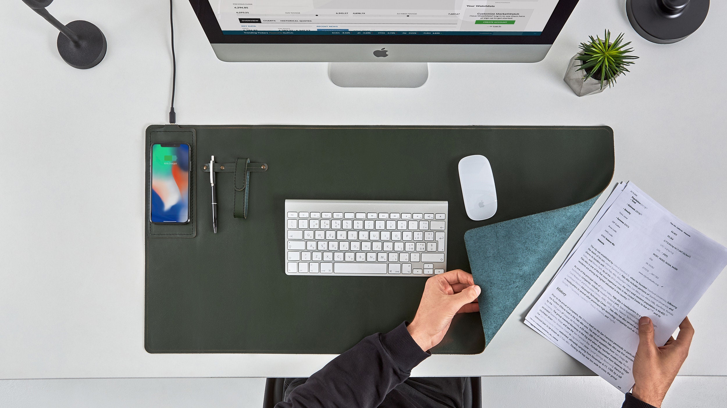 WIRELESS CHARGING Leather Desk Pad Lemat Computer Mat Etsy