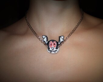 Bunnicula, vegetarian vampire rabbit necklace!