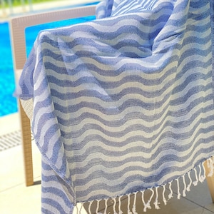 Dunne Turkse handdoek, katoenen strandlaken, marine handgemaakte handdoeken, badhanddoek, badhanddoek, geschenk handdoek