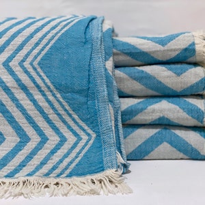 Turquoise blue Turkish towel, cotton towel, beach towel, soft towel, double sided bath towel, handwoven gift towel