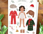 Christmas Paper Doll Printable – Holiday Cut-Out Craft for Kids – Winter Activity Kit – Instant Download PDF