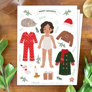 Afdrukbare papieren kerstpop – kerstcadeau voor kinderen – winteractiviteitenpakket – pdf direct downloaden