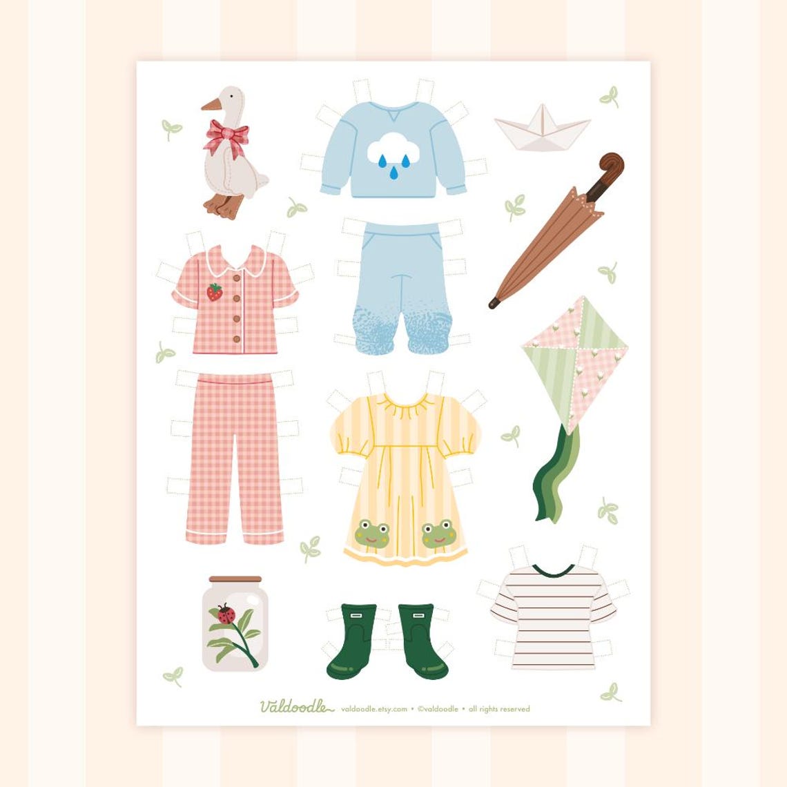 Spring Paper Dolls Spring Paper Doll Printable for Kids – Easter Craft Activity – Cut Out ...