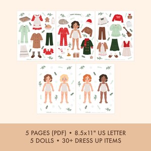 Afdrukbare papieren kerstpop – kerstcadeau voor kinderen – winteractiviteitenpakket – pdf direct downloaden afbeelding 2