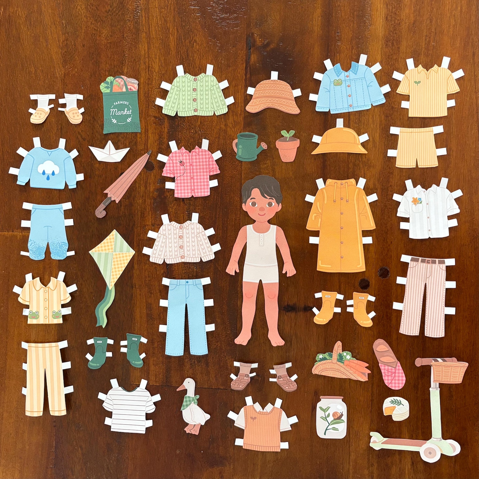 Spring Paper Dolls Boy Spring Paper Doll Printable for Kids – Easter Craft Activity – Cut ...