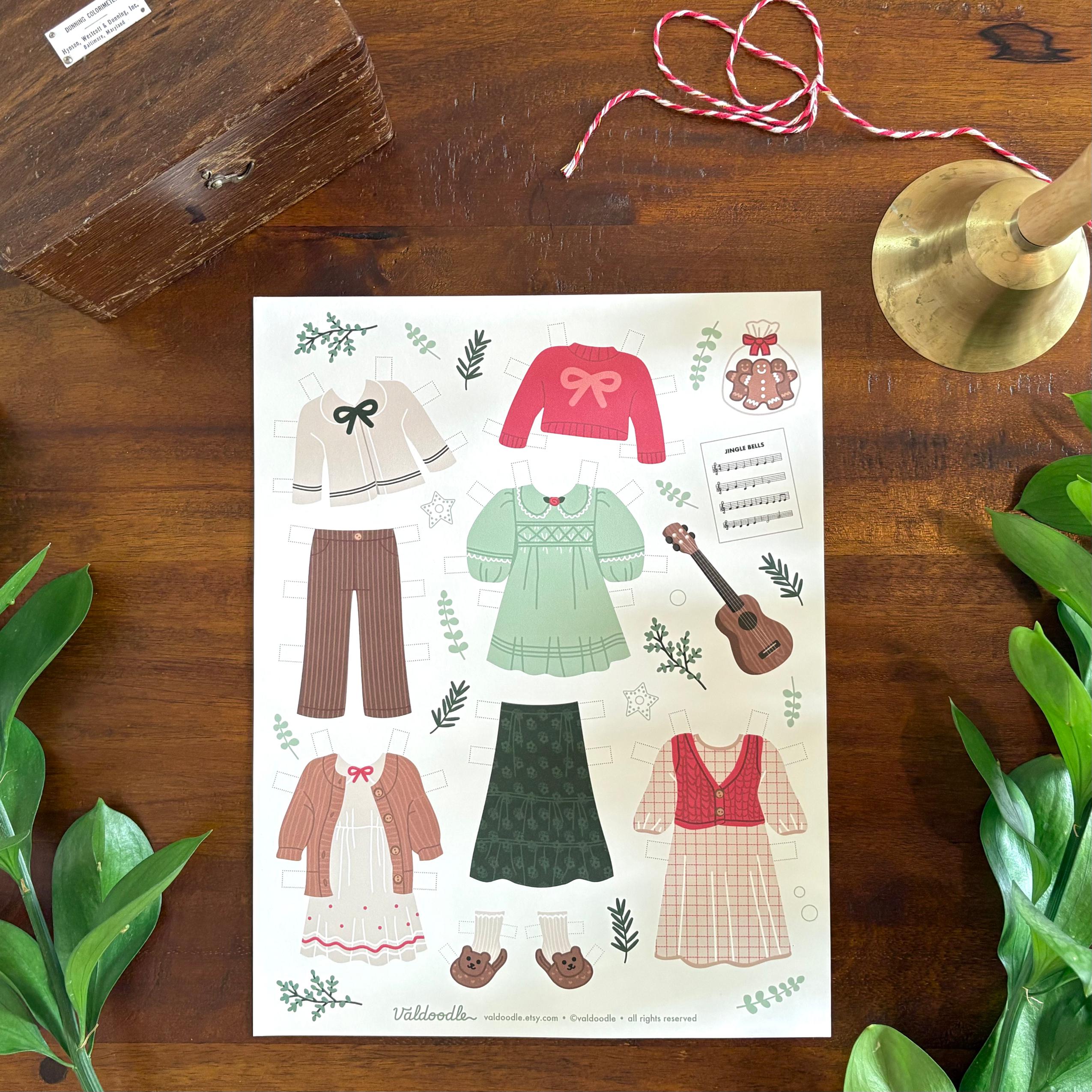 Christmas Paper Doll Printable – Holiday Cut-out Craft for Kids ...