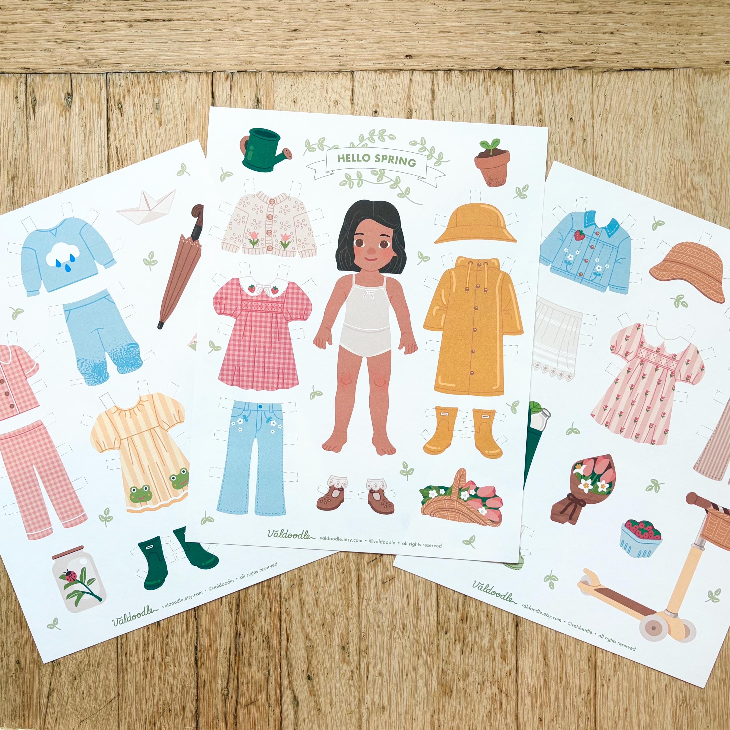 Spring Paper Dolls Spring Paper Doll Printable for Kids – Easter Craft Activity – Cut Out ...