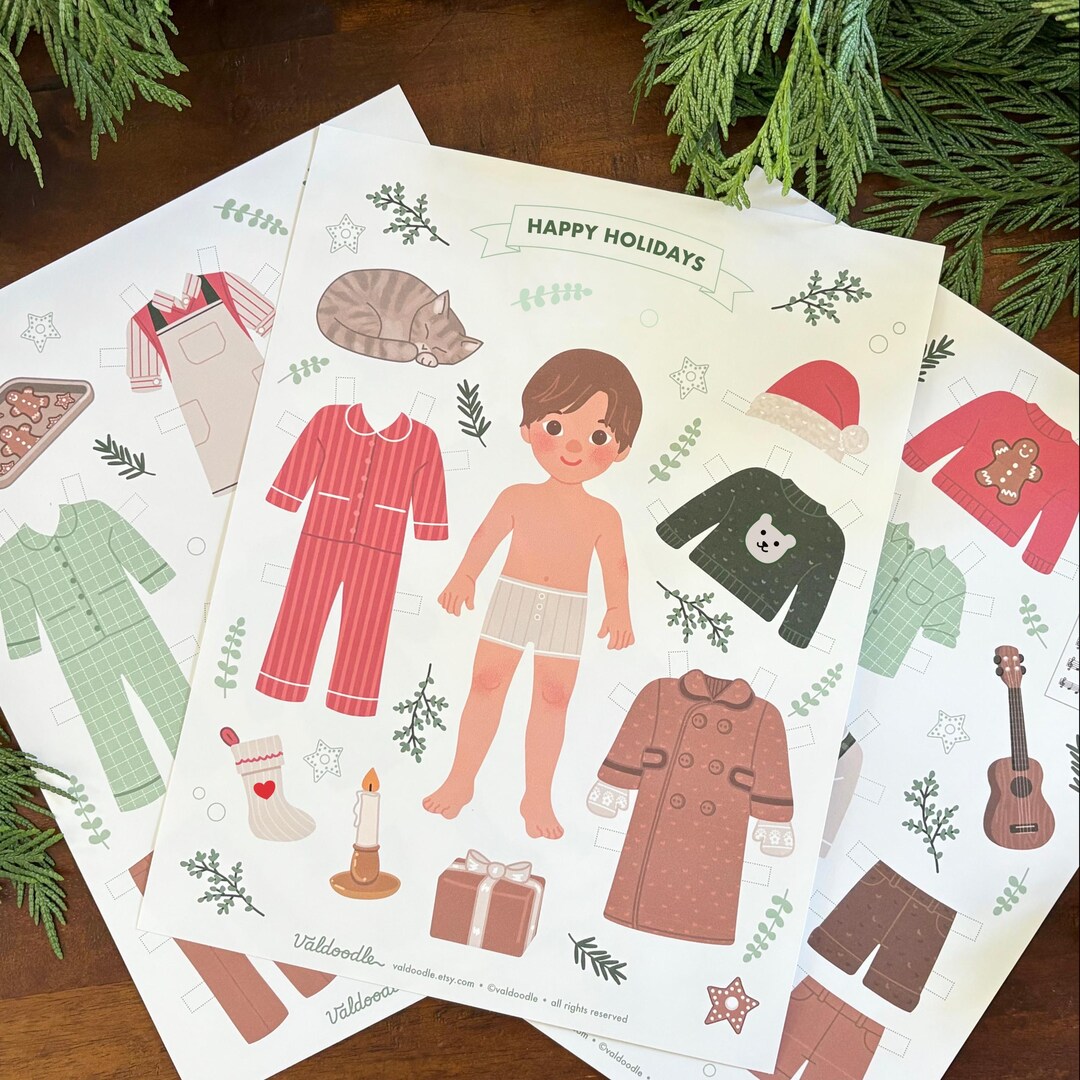 Boy Winter Holiday Paper Doll - Printable Kids Activity Kit for ...
