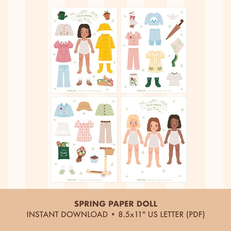 Spring Paper Doll Printable – Cut-out Craft for Kids – Spring Activity ...
